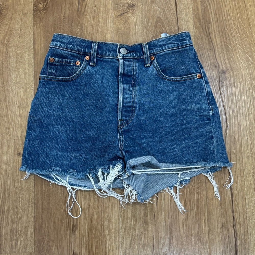 Levis Button-fly Ribcage Denim Jean Shorts